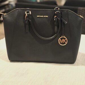 Michael Kors Saffiano Leather Satchel – Black/Gold – Excellent Condition